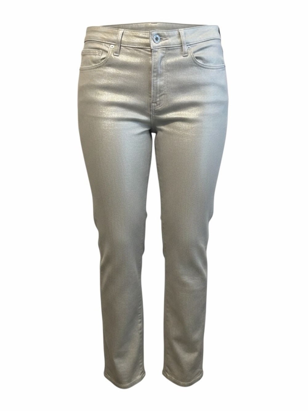 Old Navy Metallic Silver Cropped Slim Jeans Size 16